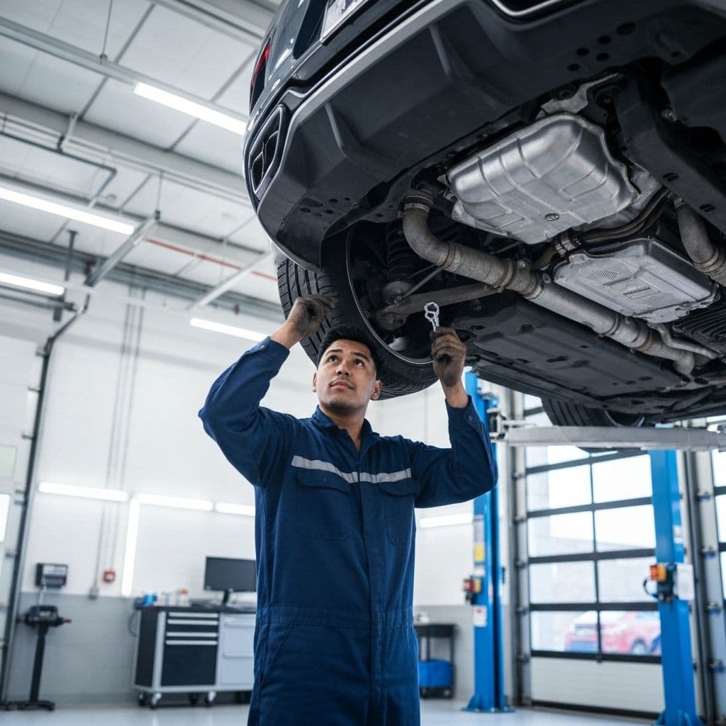 Mechanic working on vehicle