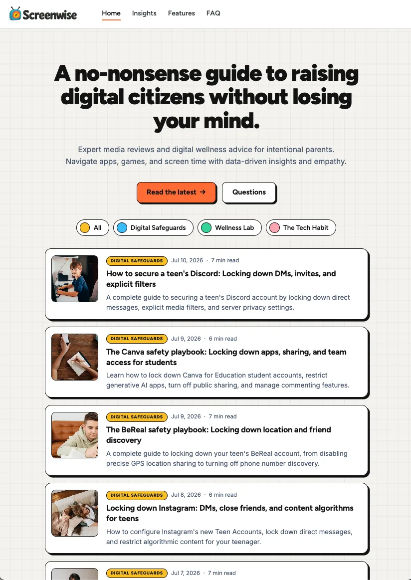The site's homepage.