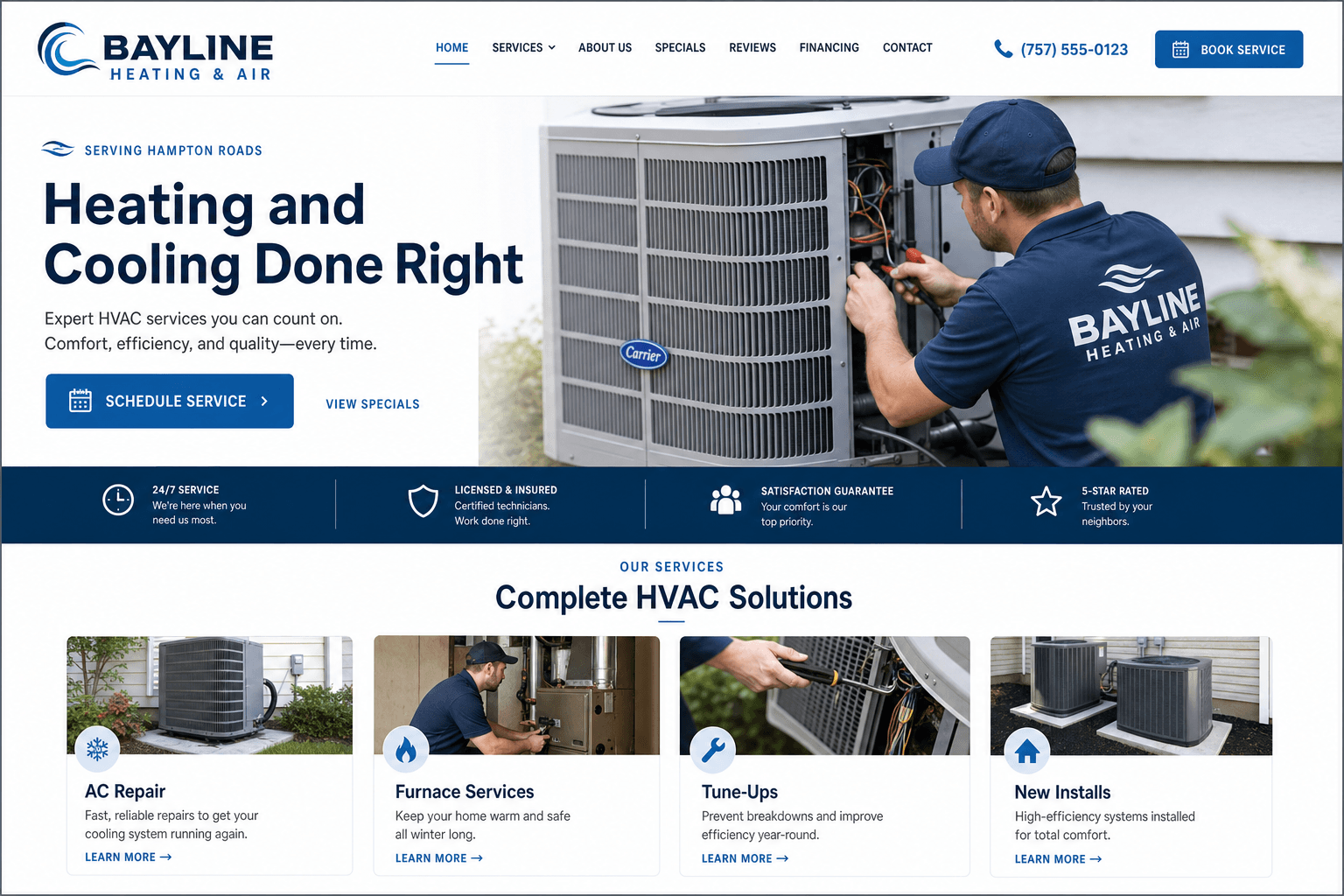 Bayline Heating & Air website