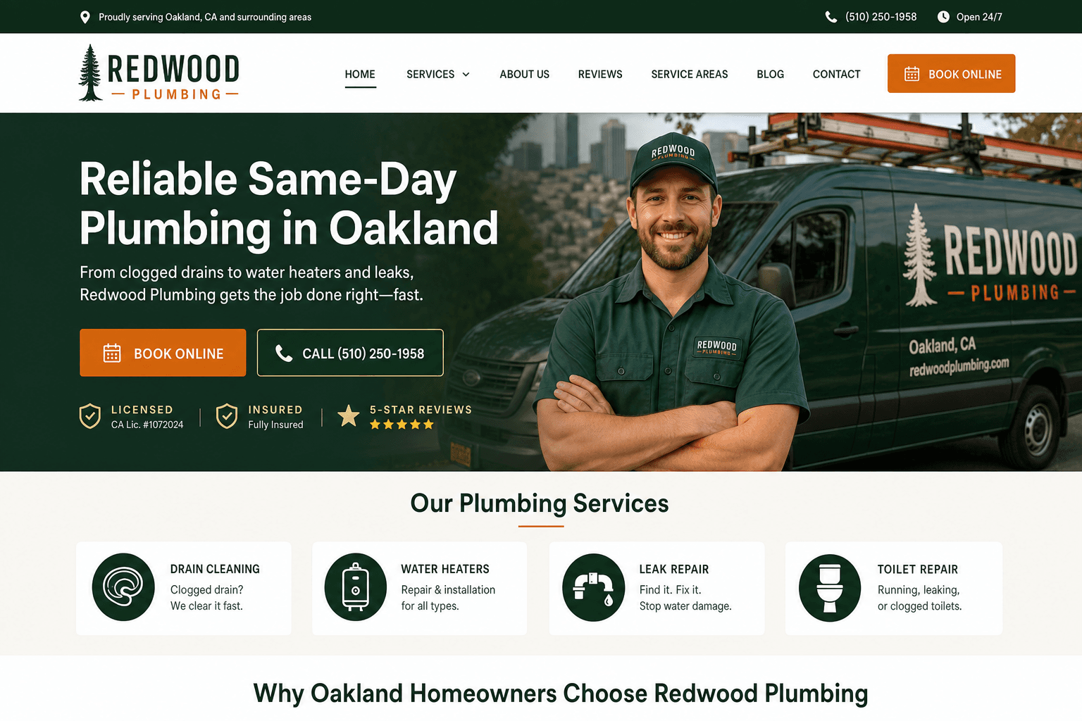 Redwood Plumbing website