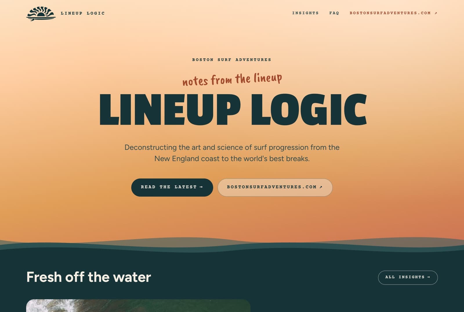Lineup Logic, the site Pendium built and hosts for Boston Surf Adventures